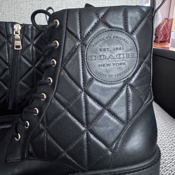 COACH Leather Women’s Combat Boots Black Size 8 - Picture 7 of 10